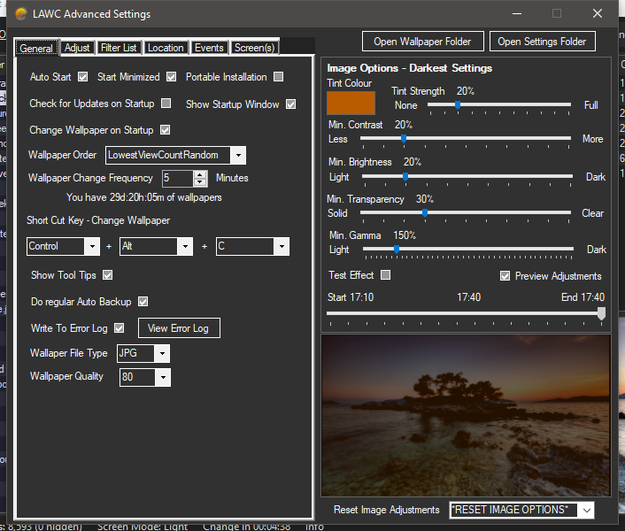 Light Adjusting Wallpaper Changer - Advanced Settings General