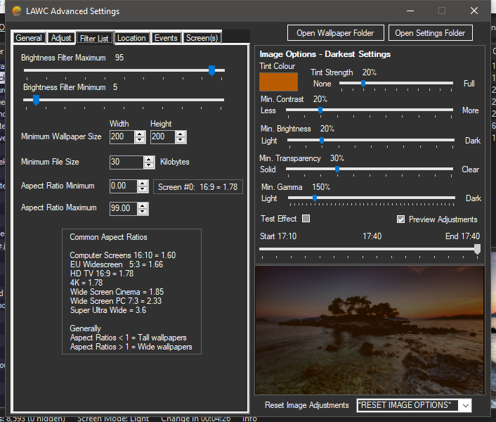 Light Adjusting Wallpaper Changer - Advanced Settings Filters